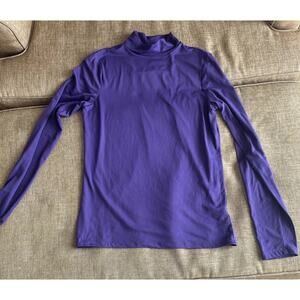 Women’s Long Sleeved Purple Mock Turtleneck Top Shirt Blouse Soft Knit Stretch M